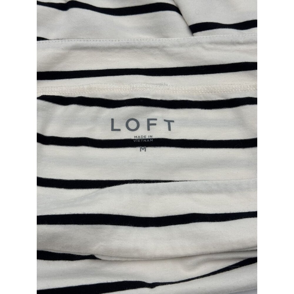 Black & White By Loft Size Medium Off-Shoulder Top With 3/4 Sleeves In Black & W - Picture 3 of 5